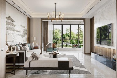 新中式客餐厅3D模型下载